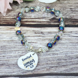 17cm Handmade Beaded Bracelet with Unique Charm – Glass or Gemstone Beads (63a)