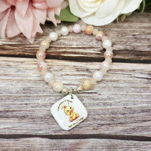 17cm Sometimes i think but then i forget Handmade Beaded Bracelet with Unique Charm – Glass or Gemstone Beads (94a)