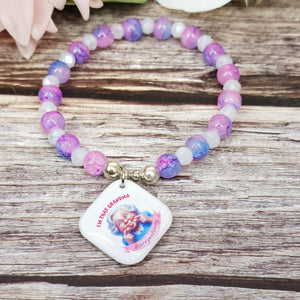 17cm I'm that grandma Handmade Beaded Bracelet with Unique Charm – Glass or Gemstone Beads  (99a)