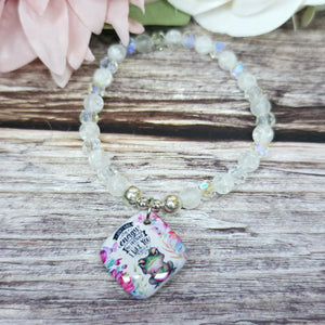 17cm I don't have the energy Handmade Beaded Bracelet with Unique Charm – Glass or Gemstone Beads  (119a)