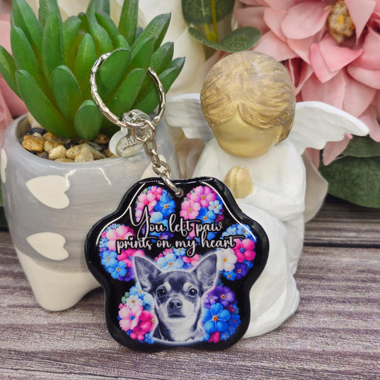 Chihuahua (version 3) you left paw prints on my heart pet paw keyring keepsake