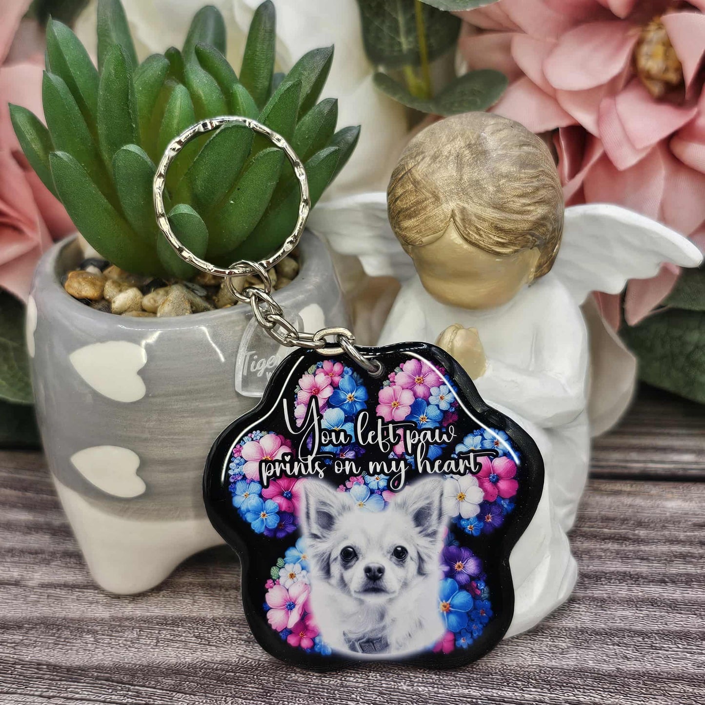 Chihuahua (version 4) you left paw prints on my heart pet paw keyring keepsake