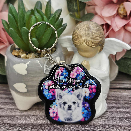 Chihuahua (version 4) you left paw prints on my heart pet paw keyring keepsake