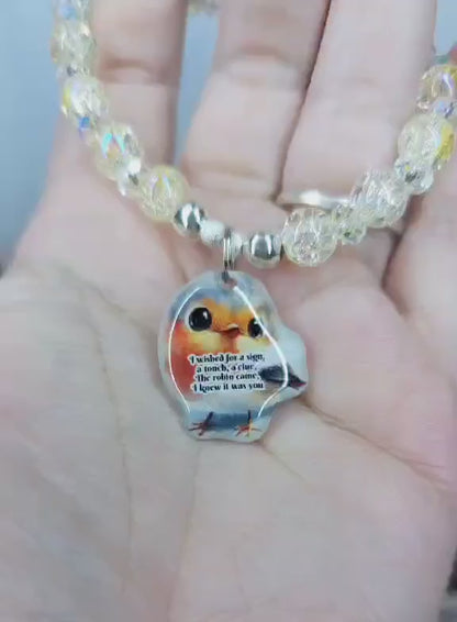 16 cm i wished for a sign robin charm bracelet (11a)