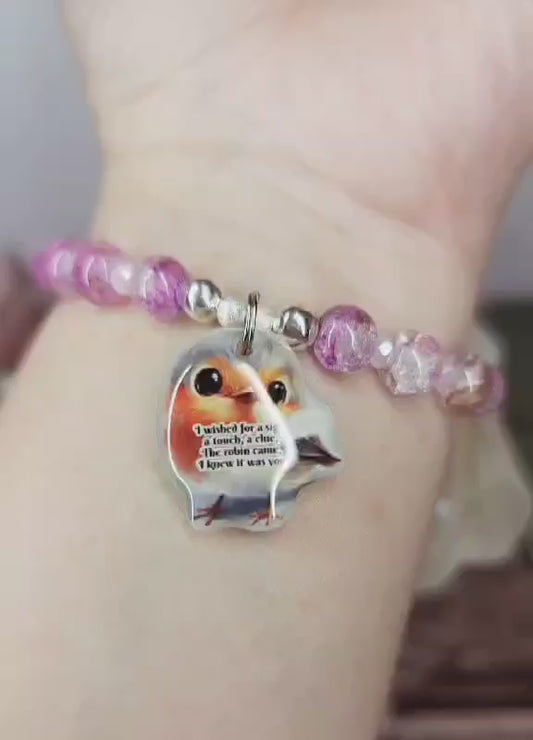 17 cm i wished for a sign robin charm bracelet (8a)