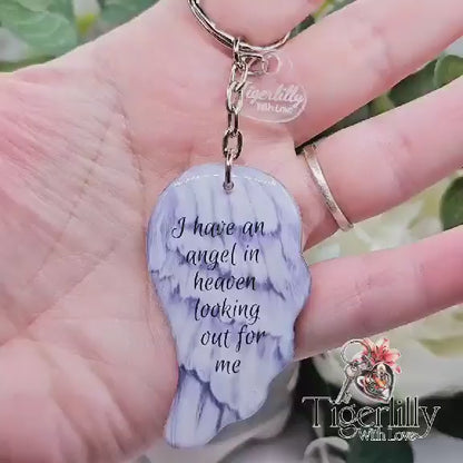i have an angel looking out for me angel wing keyring, verse keyring, keepsake