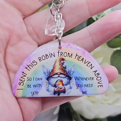 I sent this robin, gonk rainbow keyring, verse keyring, keepsake