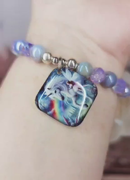 17 cm unicorn and fairy charm bracelet (6a)