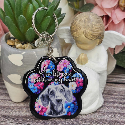 Dachshund (version 2) you left paw prints on my heart pet paw keyring keepsake