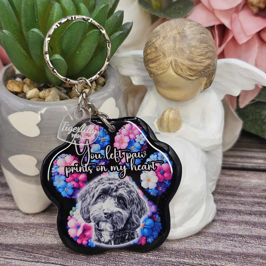 Cockapoo you left paw prints on my heart pet paw keyring keepsake