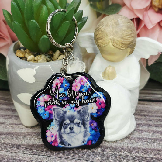 Chihuahua (version 1) you left paw prints on my heart pet paw keyring keepsake