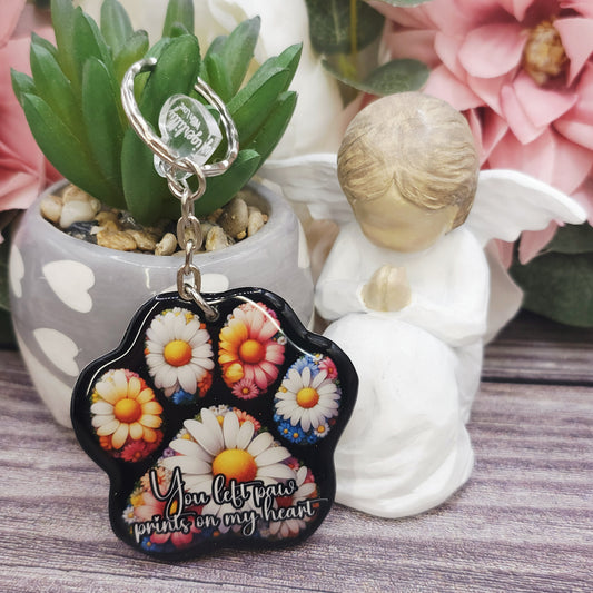 Daisy you left paw prints on my heart pet paw keyring keepsake