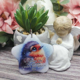 At christmas time i feel you near, A robin's visit makes it clear. Robin Christmas star ornament, Christmas gift, keepsake