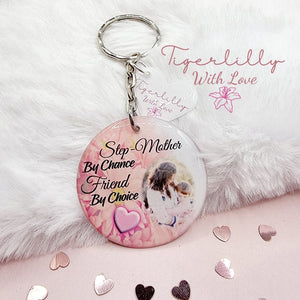 step mother by chance personalised photo keyring, verse keyring, keepsake