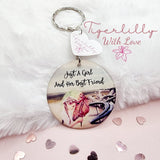 just a girl and her best friend personalised photo keyring, verse keyring, keepsake