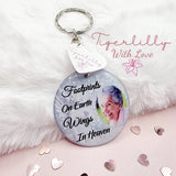 footprints on earth, wings in heaven personalised photo keyring, verse keyring, keepsake