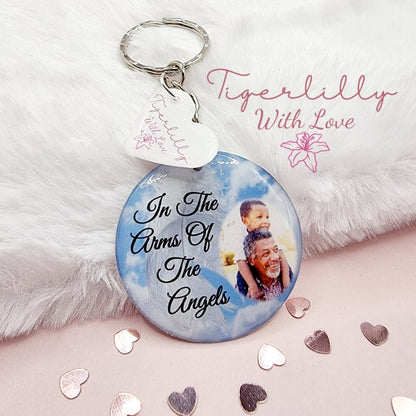 in the arms of the angels personalised photo keyring, verse keyring, keepsake