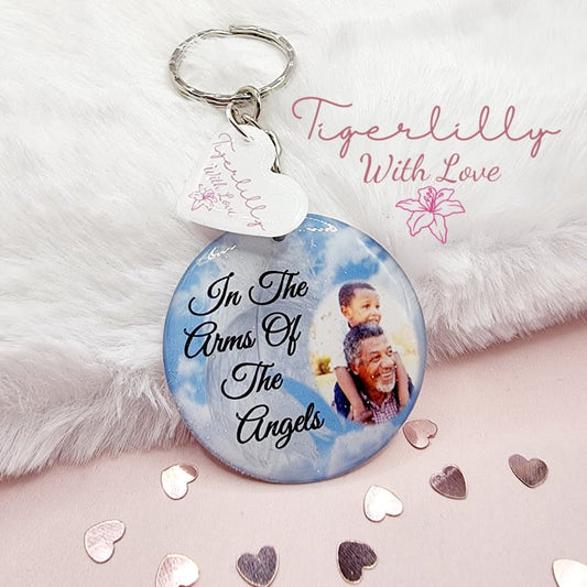 in the arms of the angels personalised photo keyring, verse keyring, keepsake