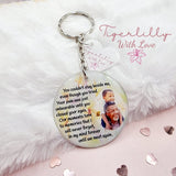 you couldn't stay beside me personalised photo keyring, verse keyring, keepsake