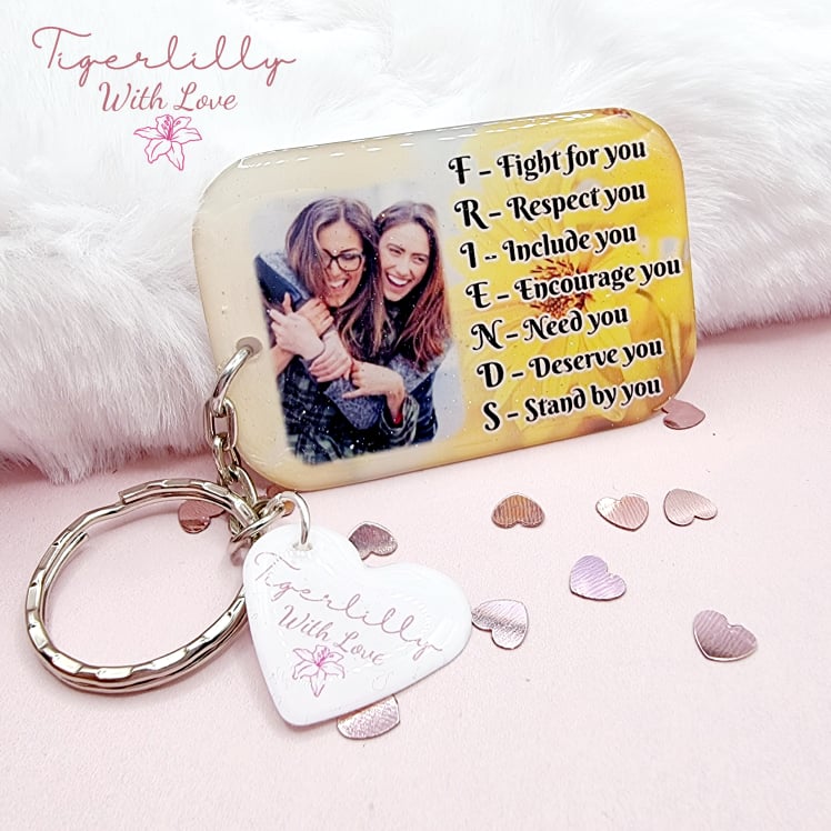 friends fight for you personalised photo keyring, verse keyring, keepsake