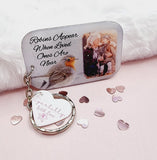 robins appear when loved ones are near personalised photo keyring, verse keyring, keepsake