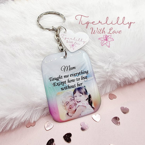 female taught me everything personalised photo keyring, verse keyring, keepsake
