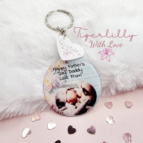 happy father's day daddy personalised photo keyring, verse keyring, keepsake