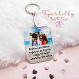 brother and sister together as friends personalised photo keyring, verse keyring, keepsake