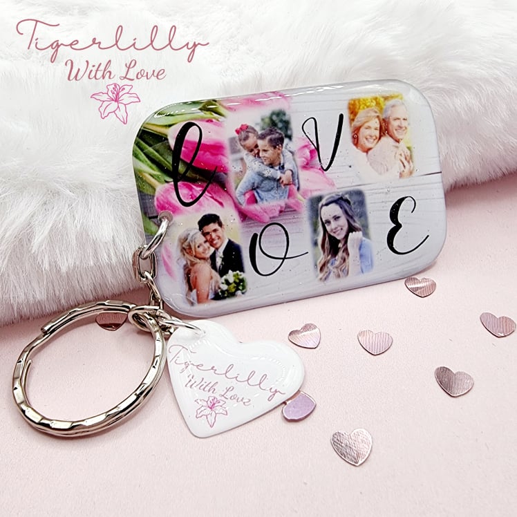 love 4 photo personalised photo keyring, verse keyring, keepsake