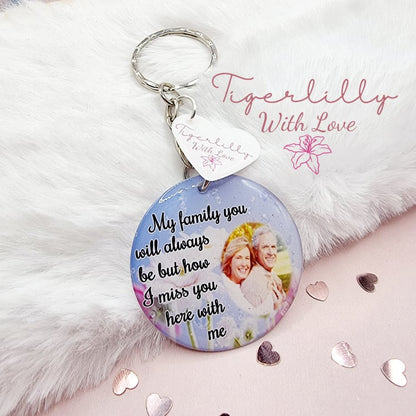 my family you will always be personalised photo keyring, verse keyring, keepsake