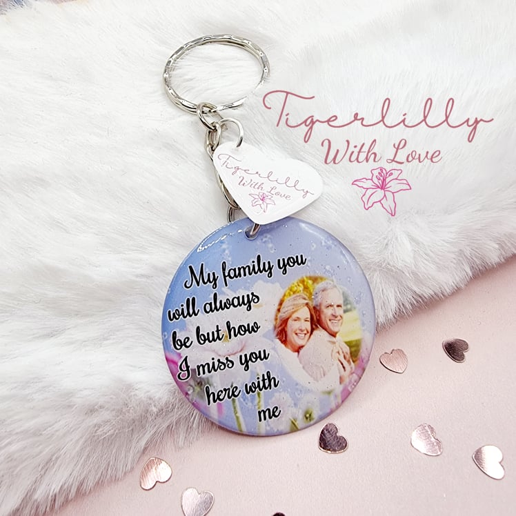 my family you will always be personalised photo keyring, verse keyring, keepsake