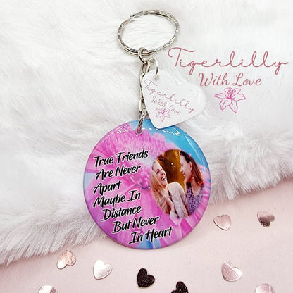 true friends are never apart personalised photo keyring, verse keyring, keepsake