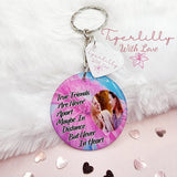 true friends are never apart personalised photo keyring, verse keyring, keepsake