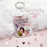 will you be my flower girl? personalised photo keyring, verse keyring, keepsake