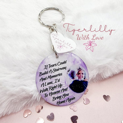 if tears could build a stairway personalised photo keyring, verse keyring, keepsake