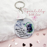 whoever said diamonds are a girls best friend never owned a dog personalised photo keyring, verse keyring, keepsake
