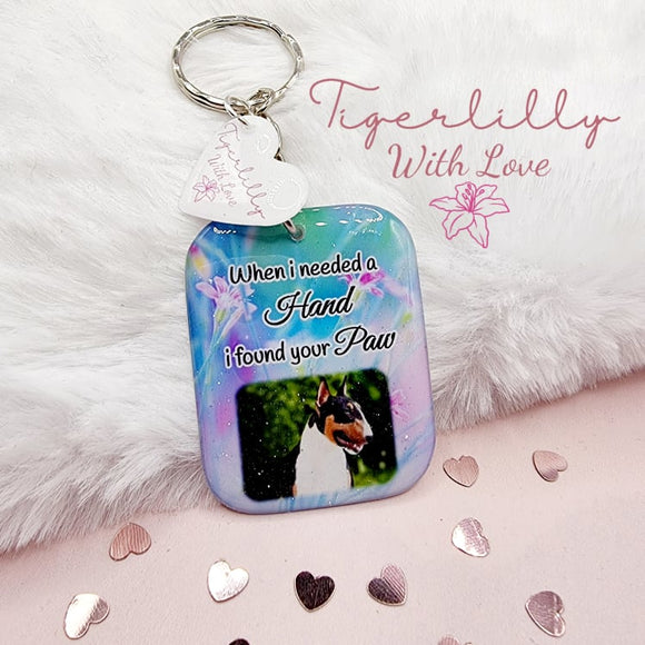 when i needed a hand i found your paw personalised photo keyring, verse keyring, keepsake