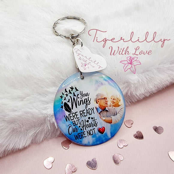 your wings were ready (bird version) personalised photo keyring, verse keyring, keepsake