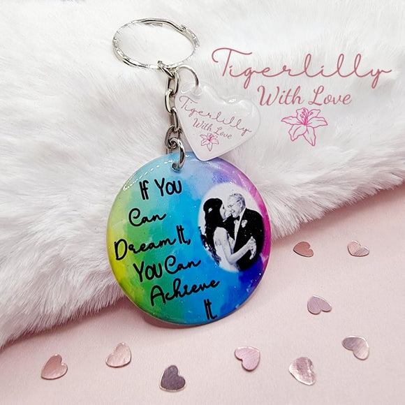 if you can dream it, you can achieve it personalised photo keyring, verse keyring, keepsake