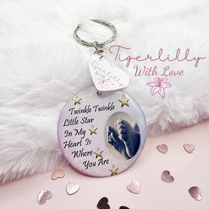 twinkle twinkle little star in my heart is where you are personalised photo keyring, verse keyring, keepsake