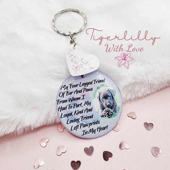 my four legged friend personalised photo keyring, verse keyring, keepsake