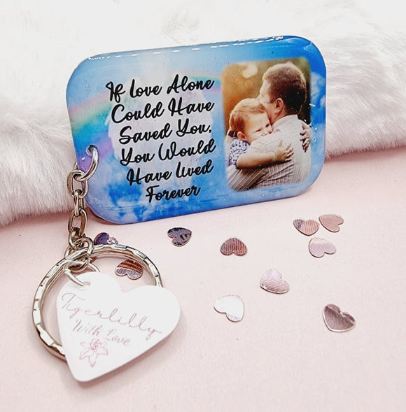 if love alone could have saved you personalised photo keyring, verse keyring, keepsake