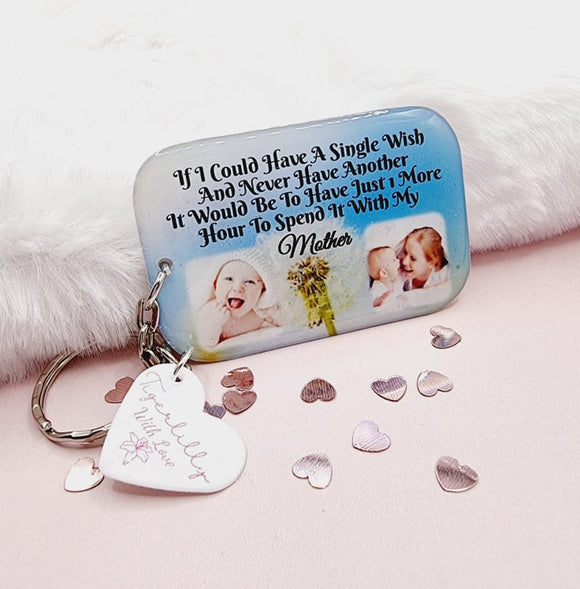 if i could have a single wish personalised photo keyring, verse keyring, keepsake