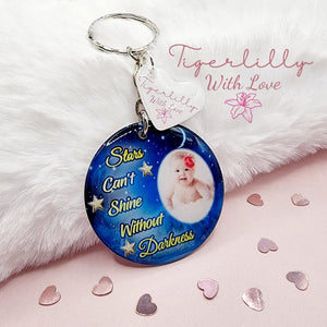 stars can't shine without darkness personalised photo keyring, verse keyring, keepsake
