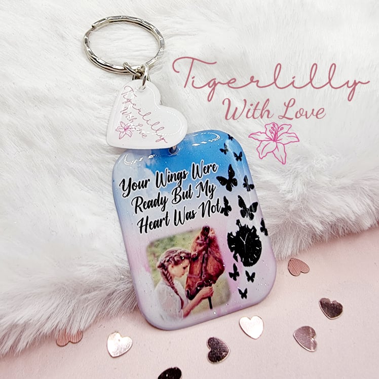 your wings were ready (butterfly version) personalised photo keyring, verse keyring, keepsake