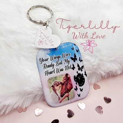 your wings were ready (butterfly version) personalised photo keyring, verse keyring, keepsake