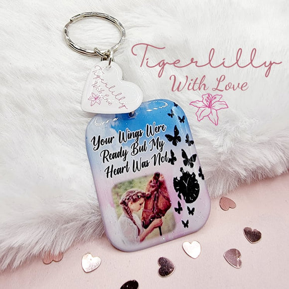 your wings were ready (butterfly version) personalised photo keyring, verse keyring, keepsake