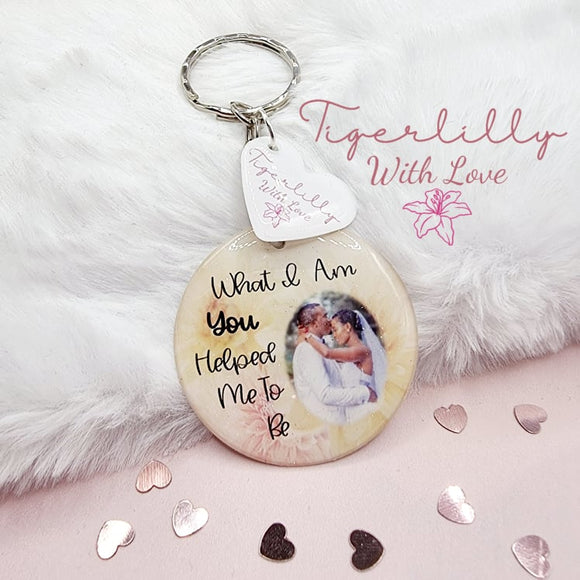 what i am you helped me to be personalised photo keyring, verse keyring, keepsake