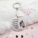 marriage is like having a sleepover personalised photo keyring, verse keyring, keepsake