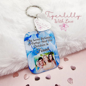 the love between a father and his children personalised photo keyring, verse keyring, keepsake